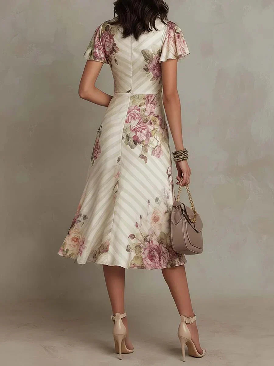 Camelia | Abito Floreale a Portafoglio con Drappeggio