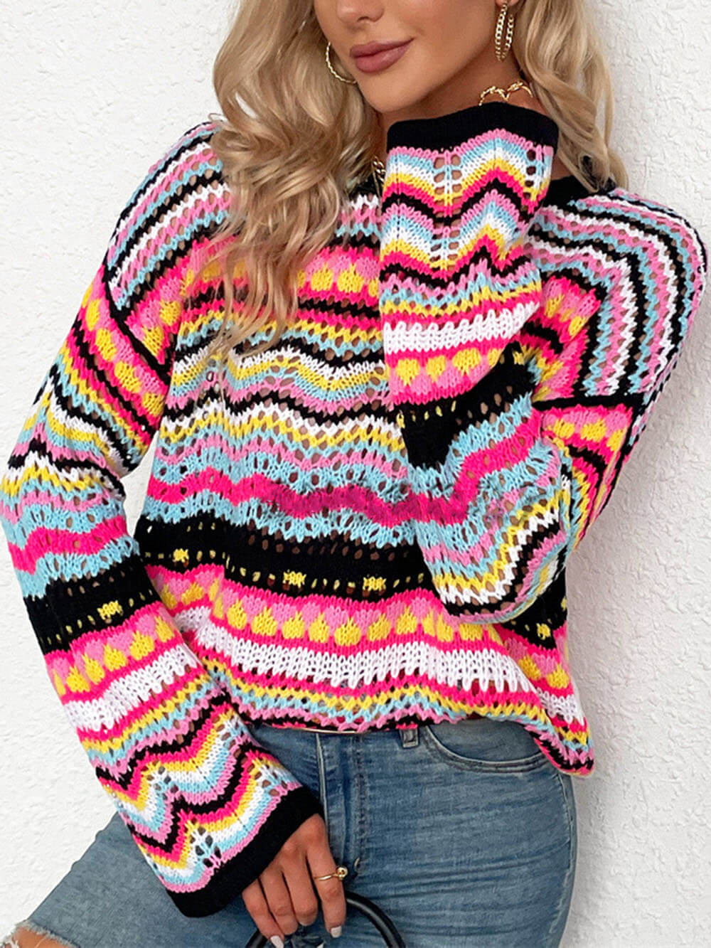Allegra | Maglione Colorato a Motivi Geometrici