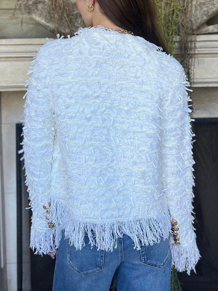 Gabriella | Giacca Elegante con Frange e Bottoni Dorati