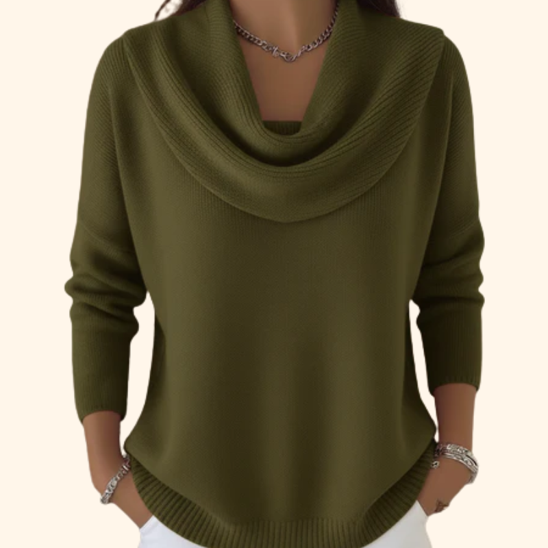Juliette | Maglione Morbido con Collo Drape e Orlo Arrotondato