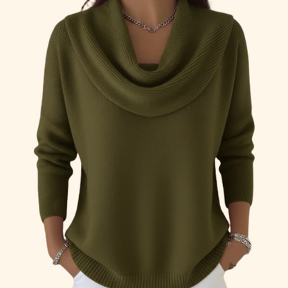 Juliette | Maglione Morbido con Collo Drape e Orlo Arrotondato