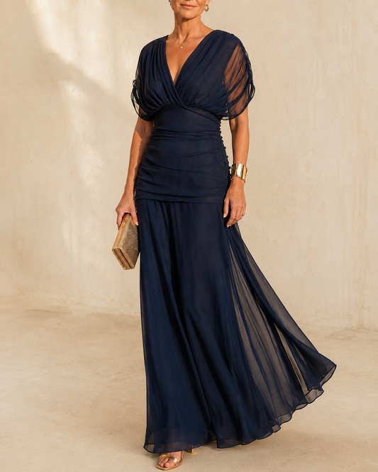 Serena | Abito Elegante con Drappeggio e Gonna Fluida