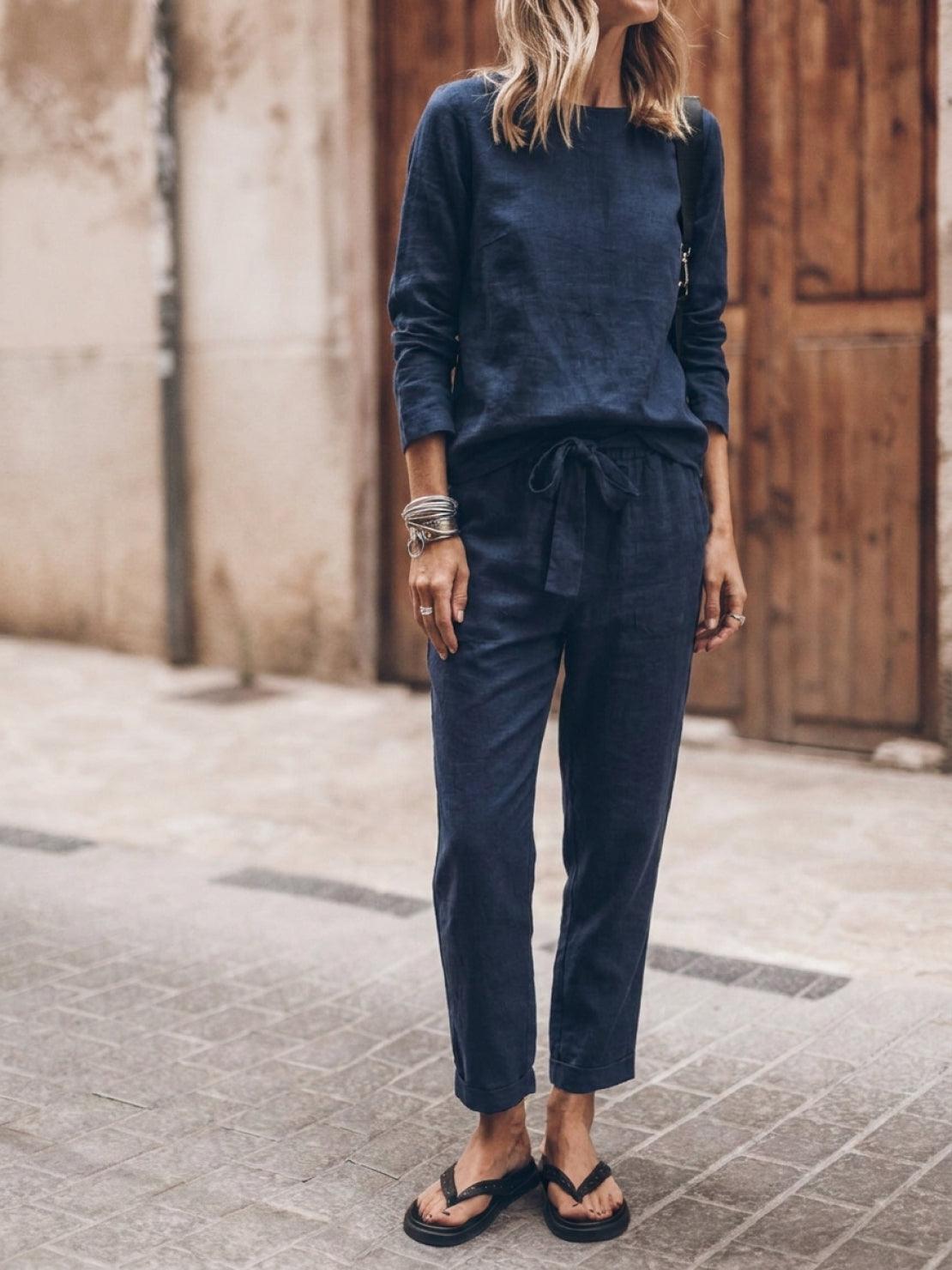 Lavinia | Completo Due Pezzi Minimal con Top Lungo e Pantaloni Ampi