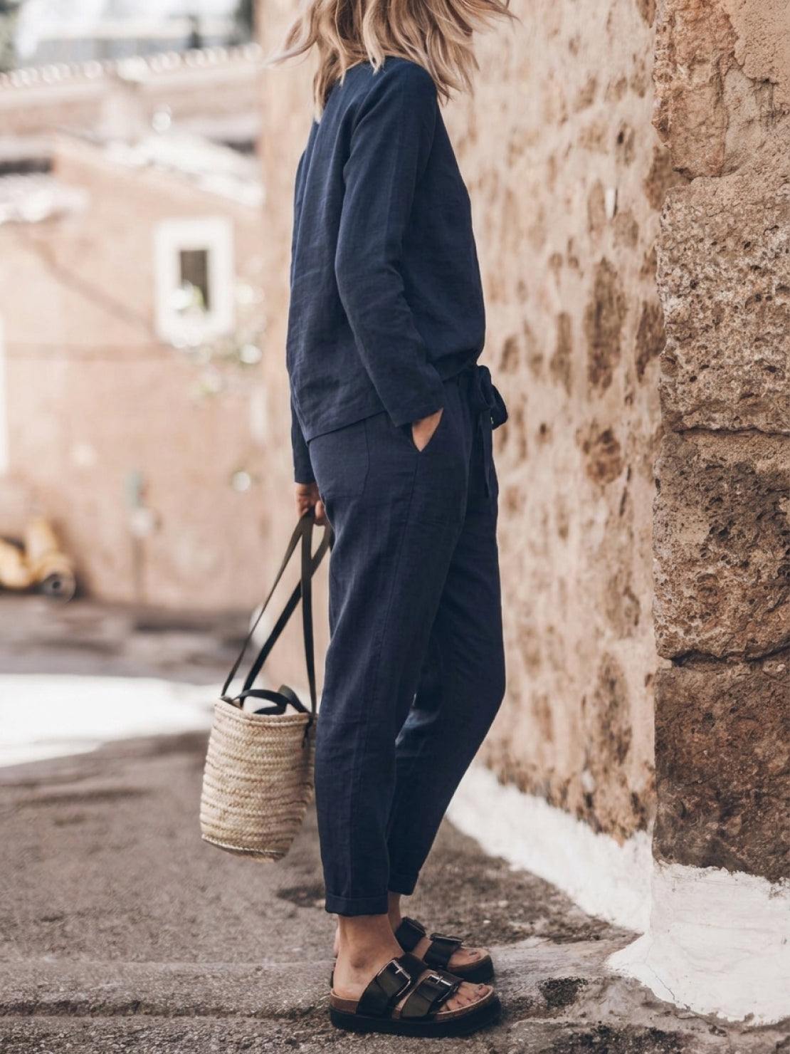 Lavinia | Completo Due Pezzi Minimal con Top Lungo e Pantaloni Ampi