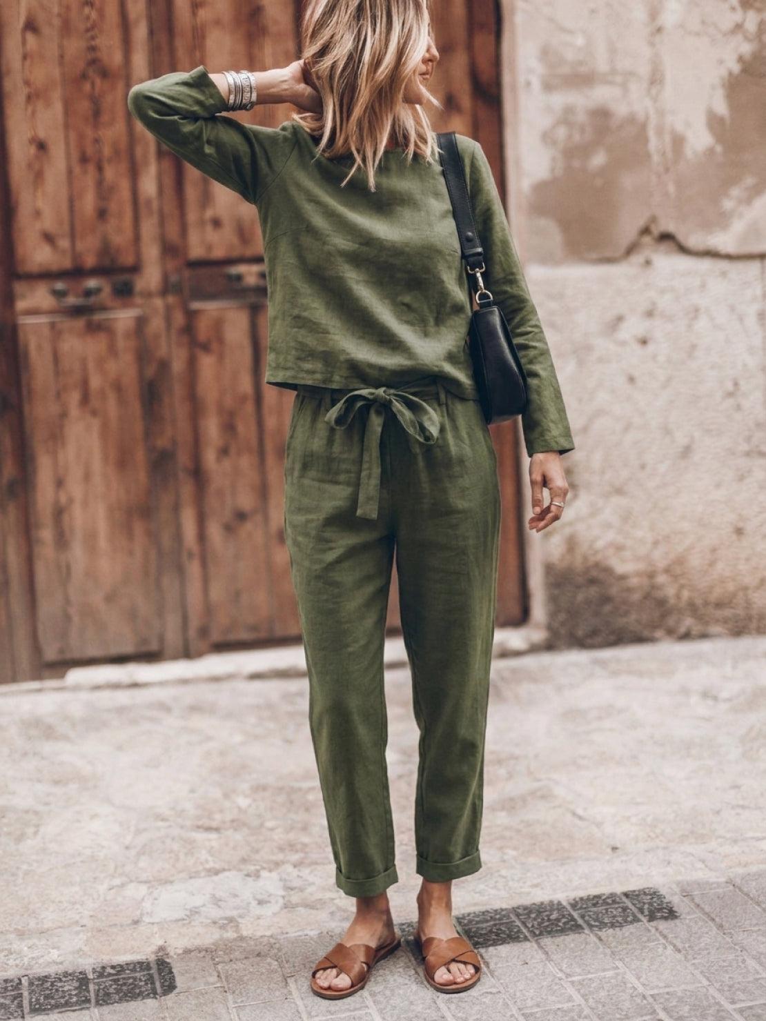 Lavinia | Completo Due Pezzi Minimal con Top Lungo e Pantaloni Ampi
