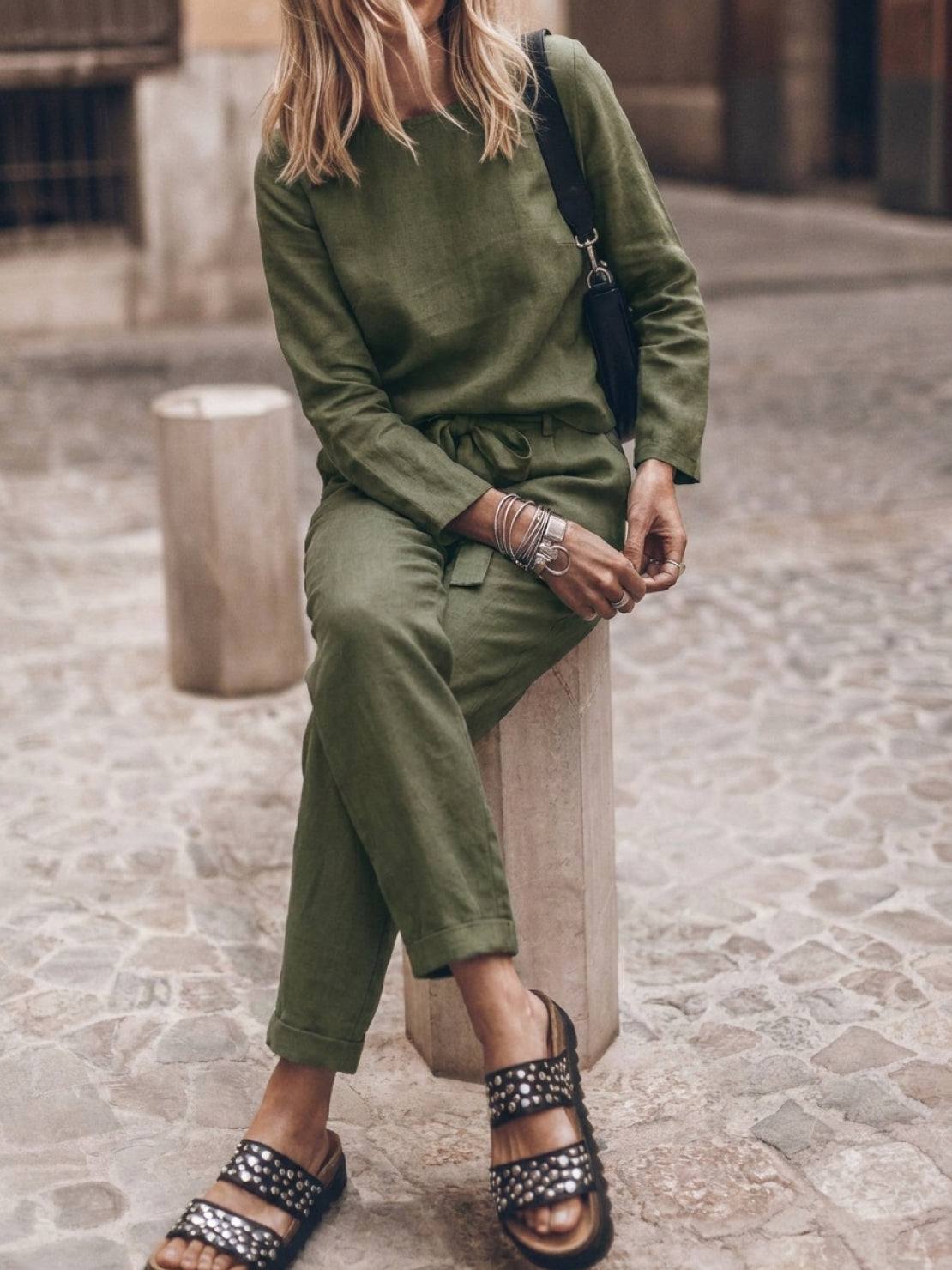 Lavinia | Completo Due Pezzi Minimal con Top Lungo e Pantaloni Ampi