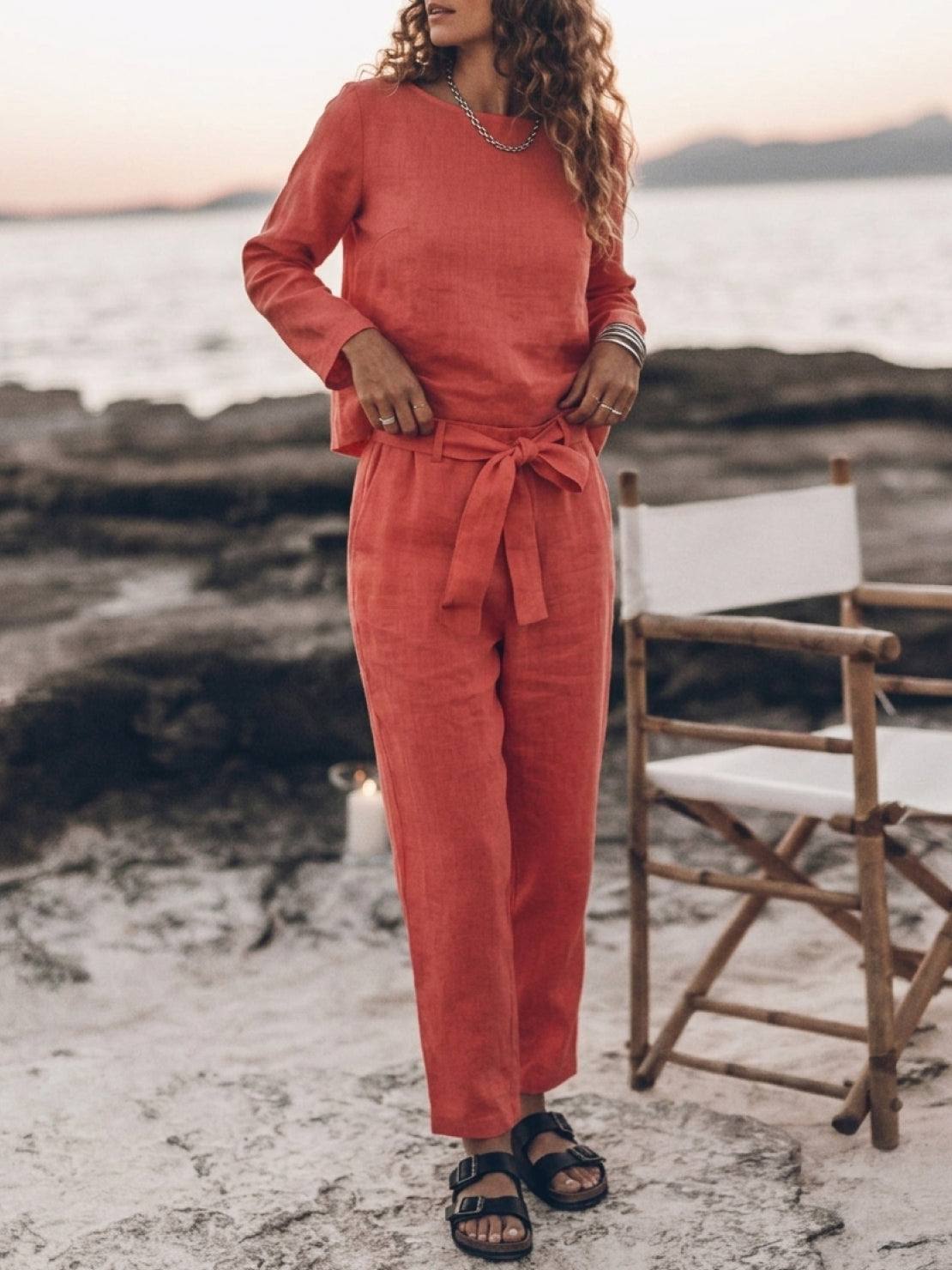 Lavinia | Completo Due Pezzi Minimal con Top Lungo e Pantaloni Ampi