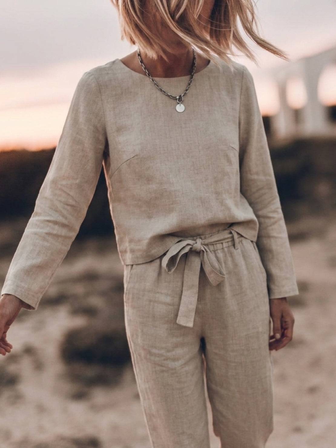 Lavinia | Completo Due Pezzi Minimal con Top Lungo e Pantaloni Ampi