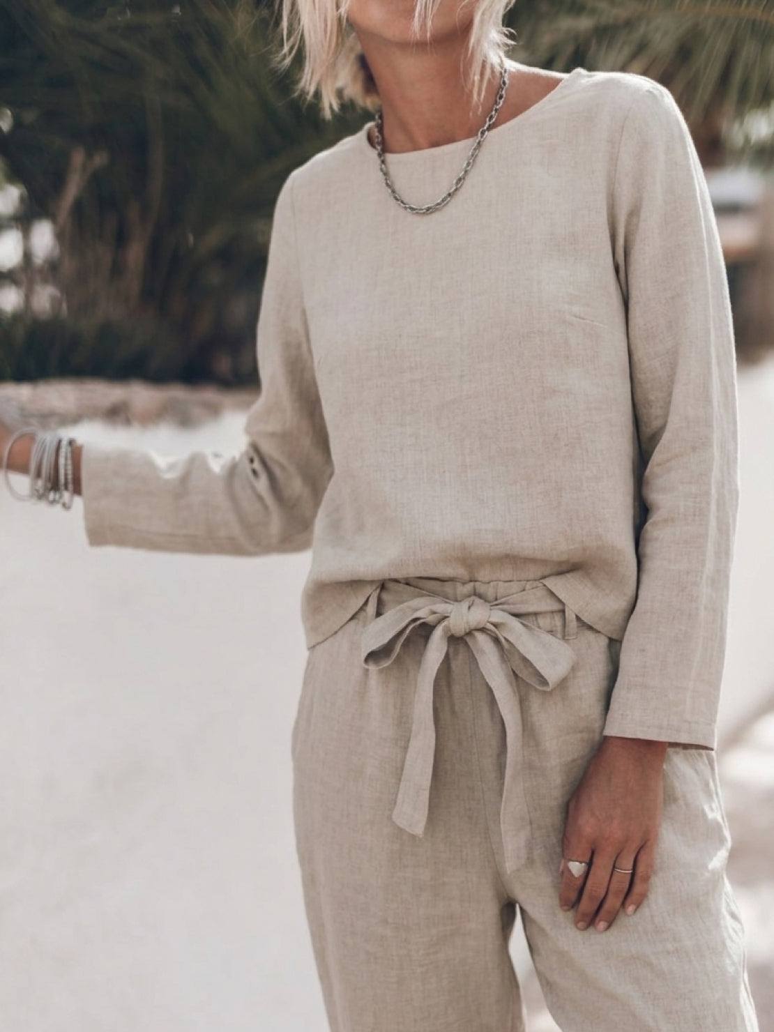 Lavinia | Completo Due Pezzi Minimal con Top Lungo e Pantaloni Ampi