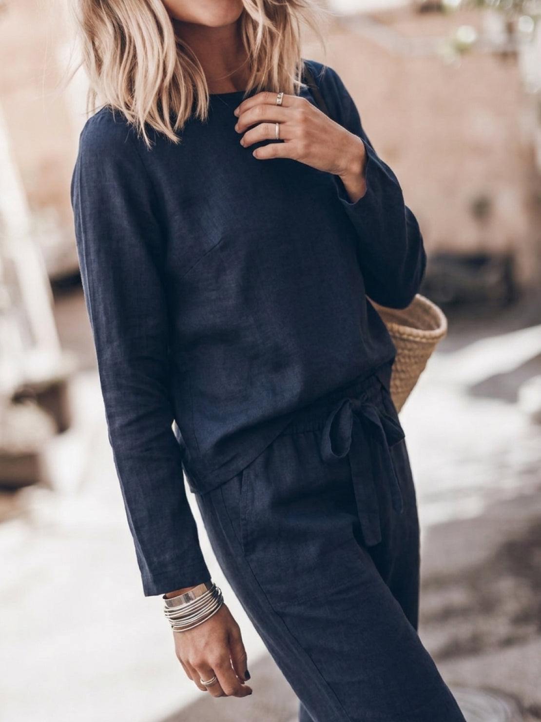 Lavinia | Completo Due Pezzi Minimal con Top Lungo e Pantaloni Ampi
