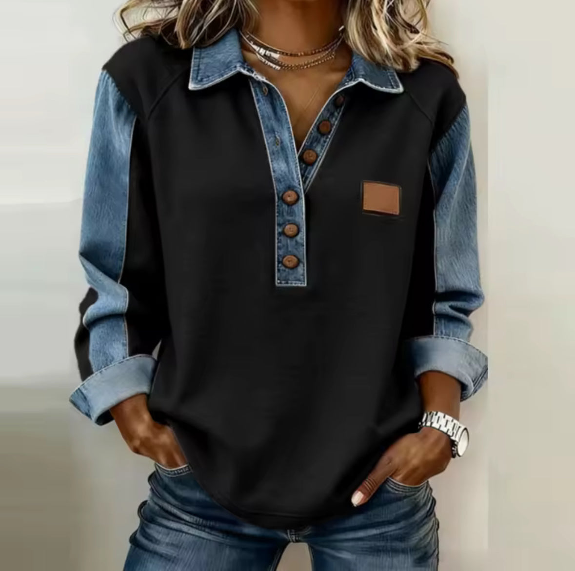 Perpetua | Maglia con Colletto in Denim