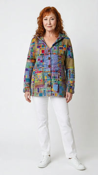 Marinella | Giacca in Maglia Colorata con Cappuccio