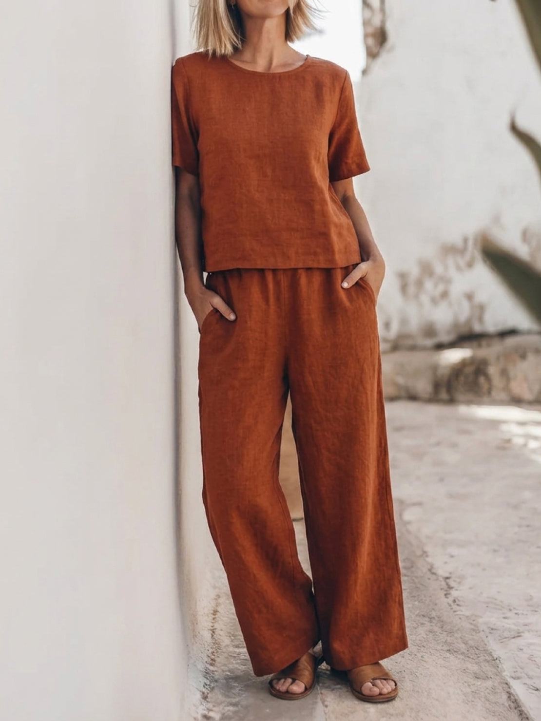 Melodia | Completo Due Pezzi in Cotone con Pantaloni Ampi