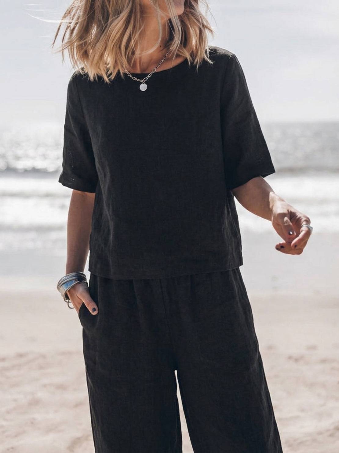 Melodia | Completo Due Pezzi in Cotone con Pantaloni Ampi