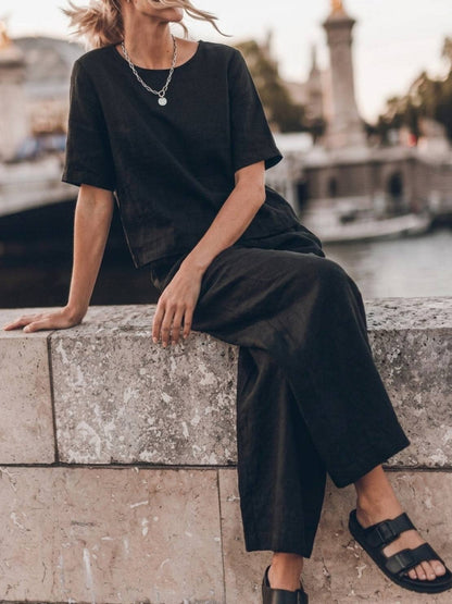 Melodia | Completo Due Pezzi in Cotone con Pantaloni Ampi