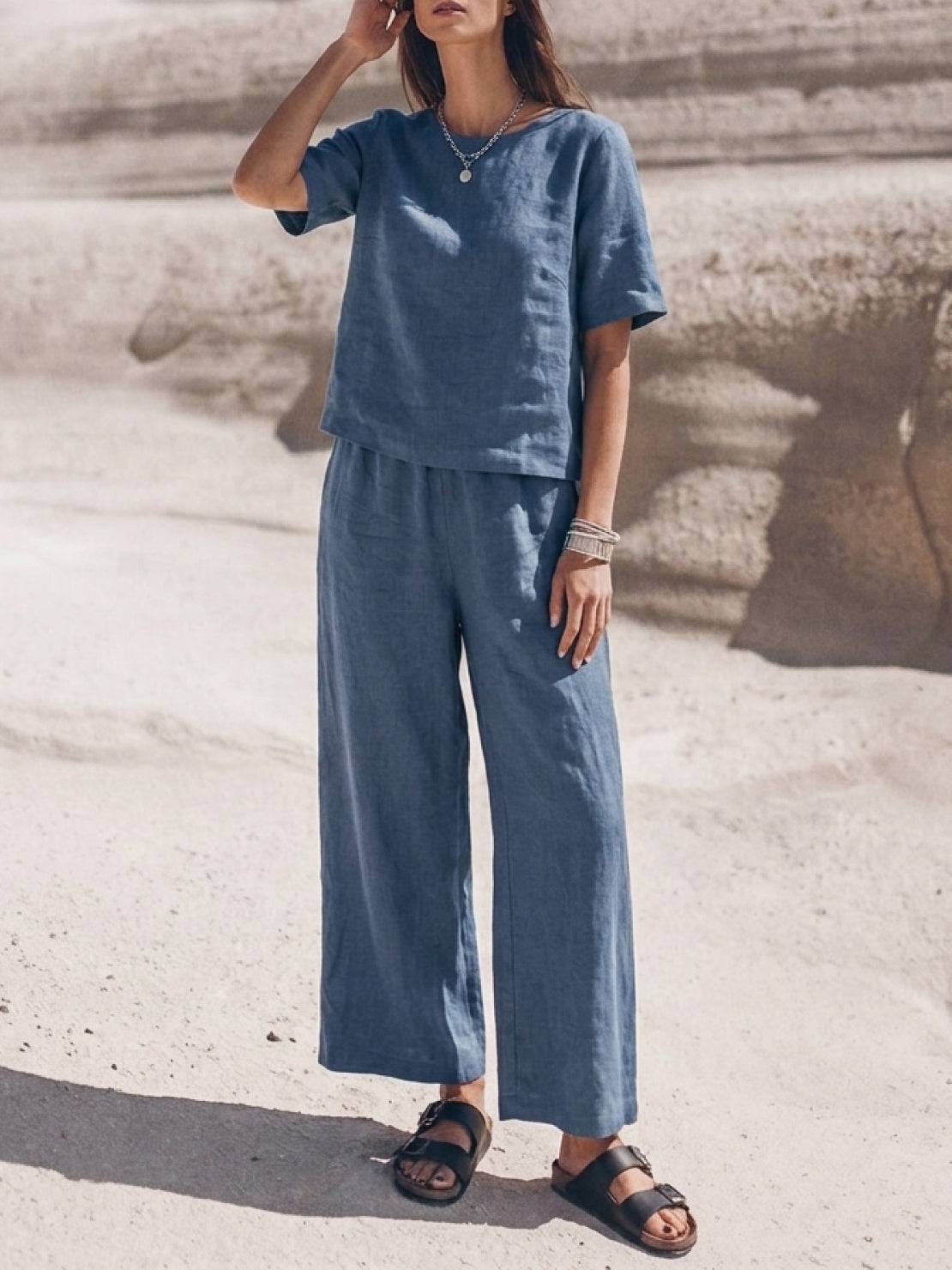 Melodia | Completo Due Pezzi in Cotone con Pantaloni Ampi