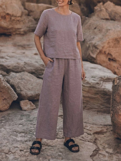 Melodia | Completo Due Pezzi in Cotone con Pantaloni Ampi