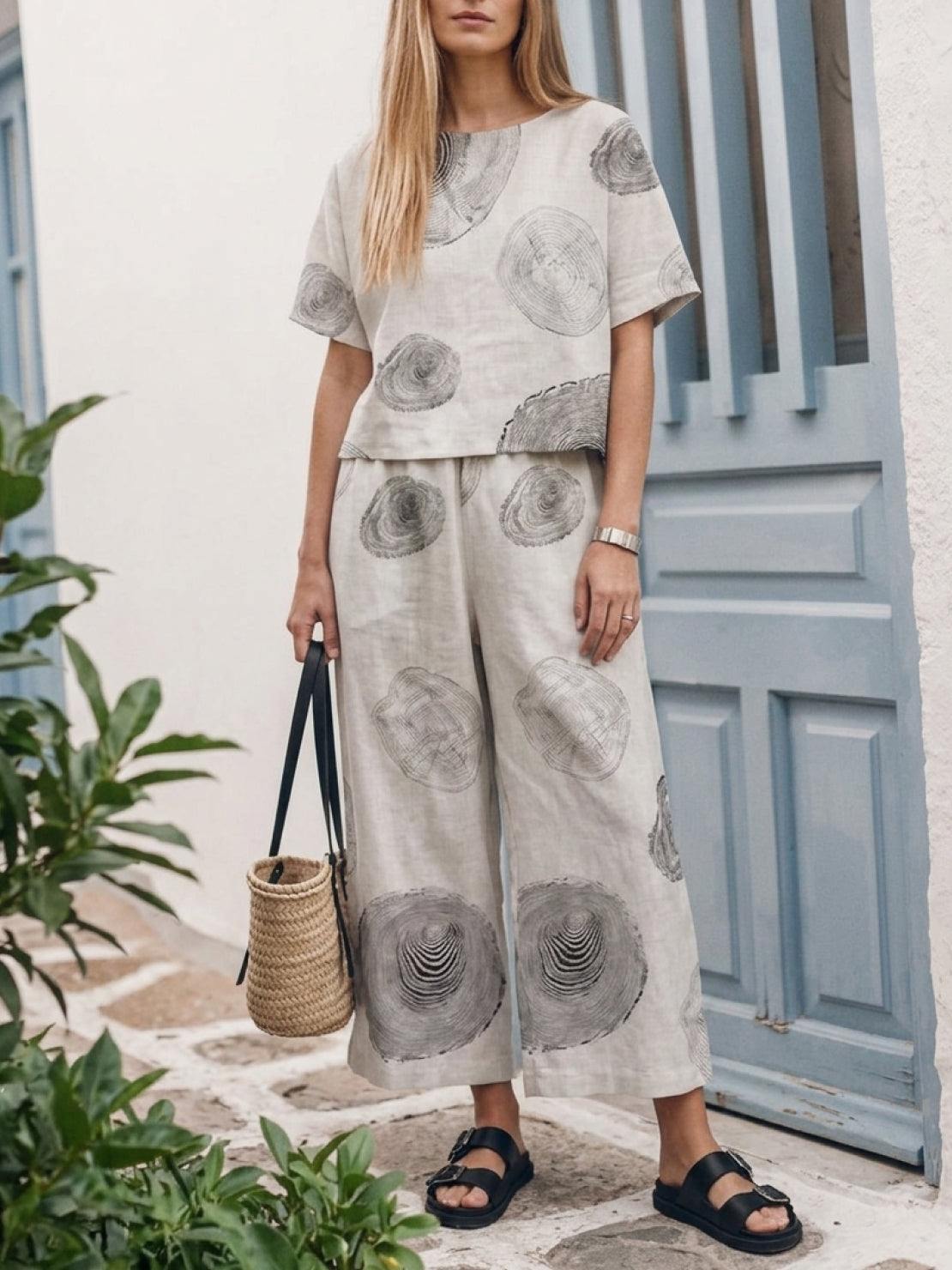 Melodia | Completo Due Pezzi in Cotone con Pantaloni Ampi