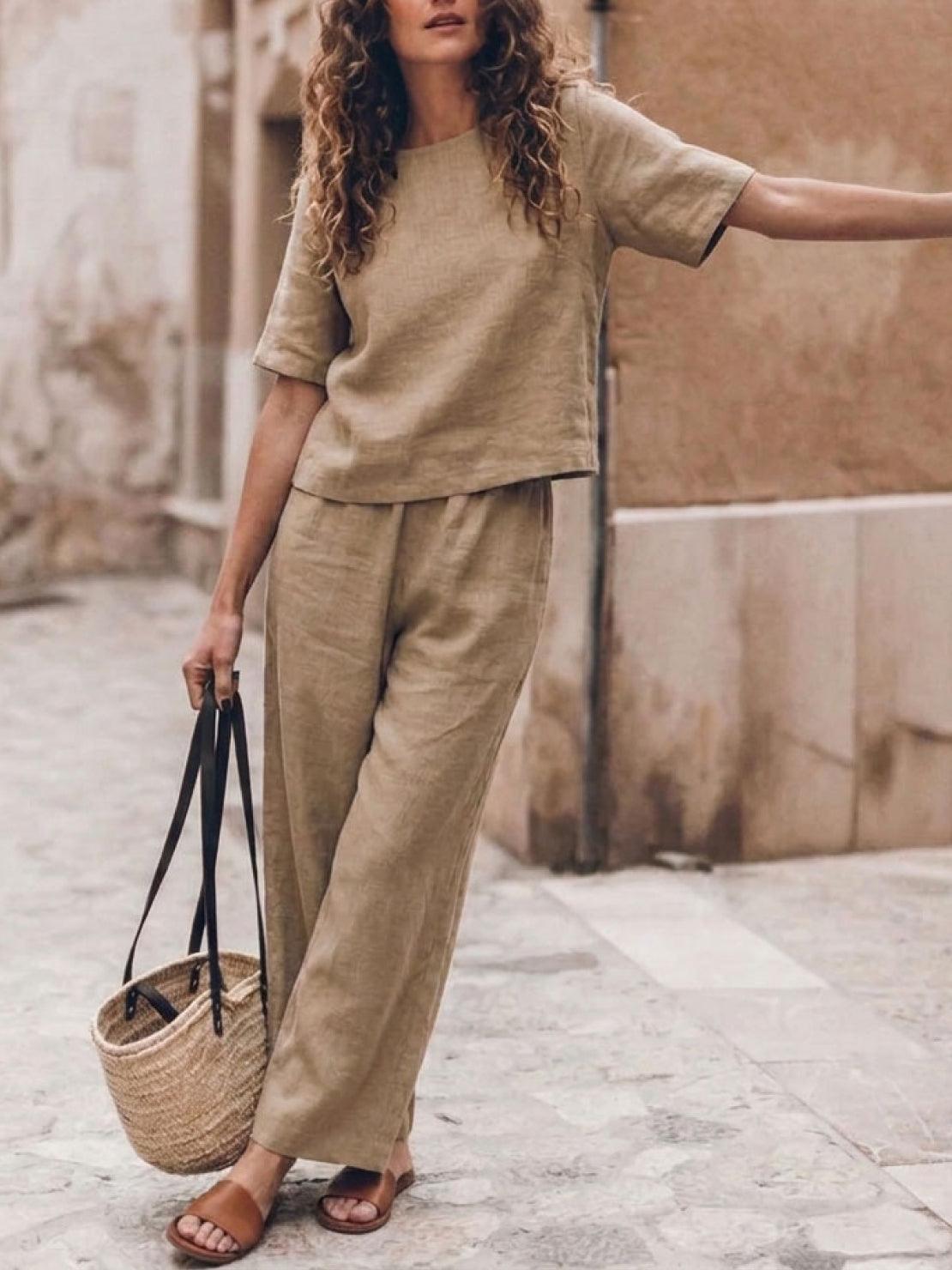 Melodia | Completo Due Pezzi in Cotone con Pantaloni Ampi