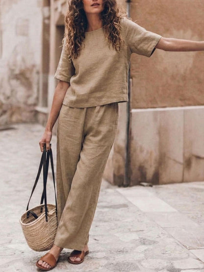 Melodia | Completo Due Pezzi in Cotone con Pantaloni Ampi