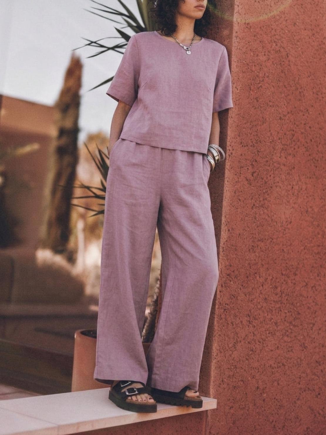 Melodia | Completo Due Pezzi in Cotone con Pantaloni Ampi