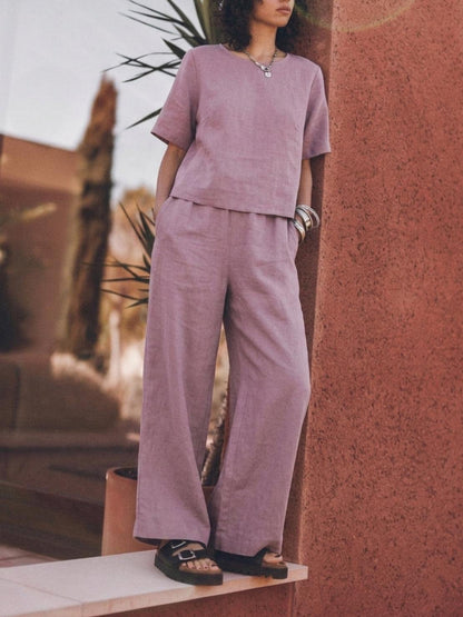 Melodia | Completo Due Pezzi in Cotone con Pantaloni Ampi