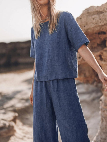 Melodia | Completo Due Pezzi in Cotone con Pantaloni Ampi