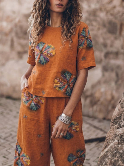 Melodia | Completo Due Pezzi in Cotone con Pantaloni Ampi