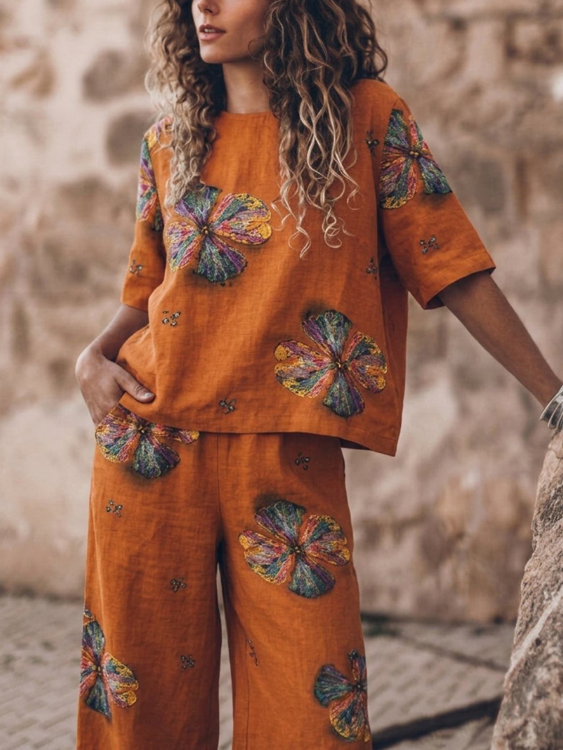 Melodia | Completo Due Pezzi in Cotone con Pantaloni Ampi