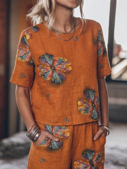 Melodia | Completo Due Pezzi in Cotone con Pantaloni Ampi