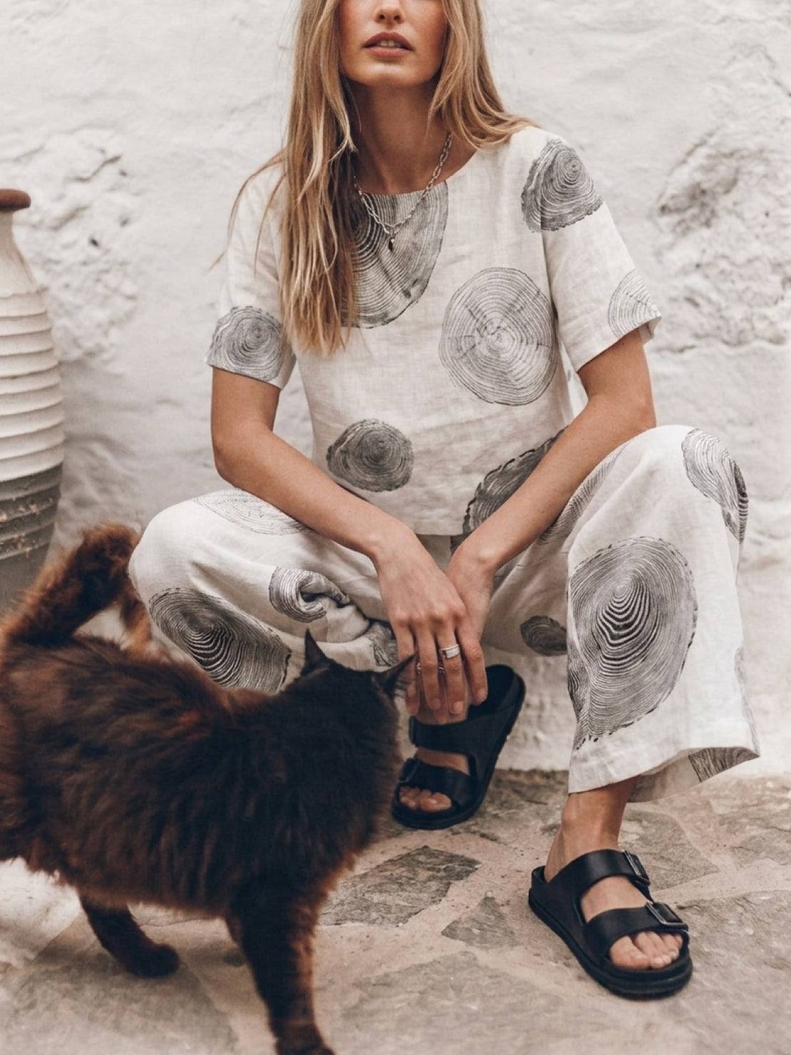 Melodia | Completo Due Pezzi in Cotone con Pantaloni Ampi