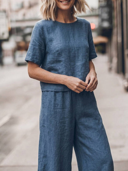 Melodia | Completo Due Pezzi in Cotone con Pantaloni Ampi
