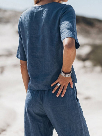 Melodia | Completo Due Pezzi in Cotone con Pantaloni Ampi