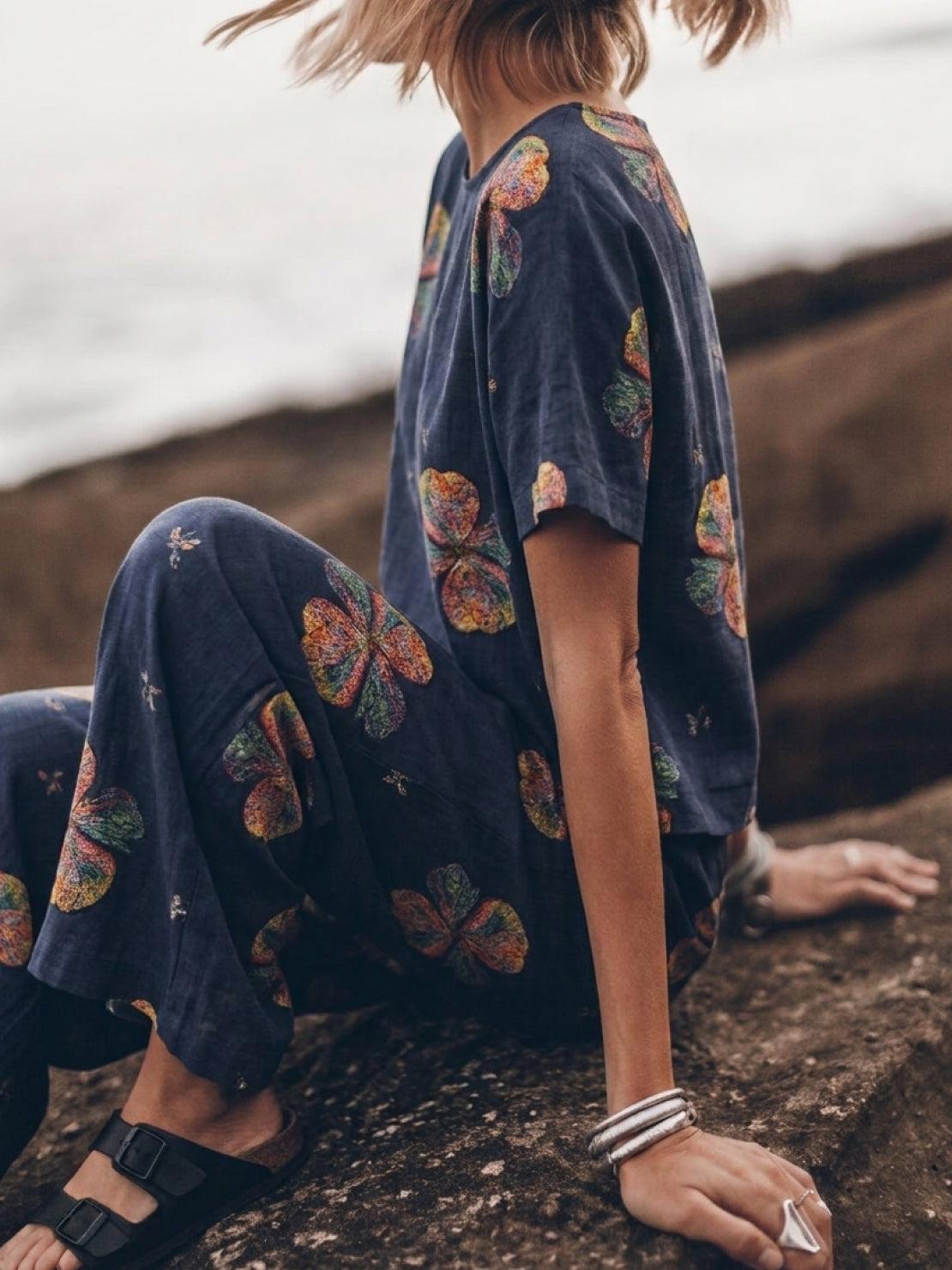 Melodia | Completo Due Pezzi in Cotone con Pantaloni Ampi