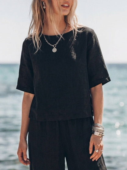 Melodia | Completo Due Pezzi in Cotone con Pantaloni Ampi