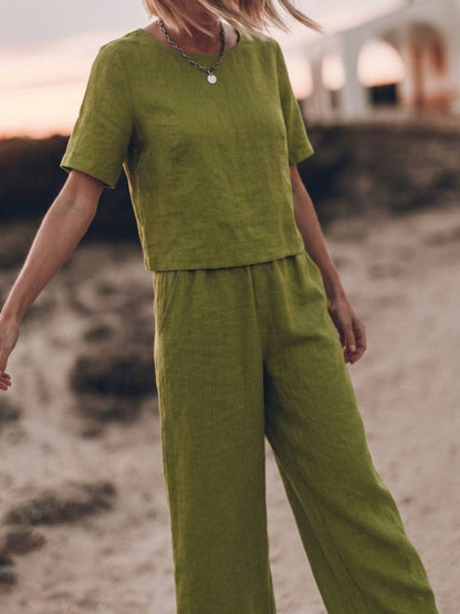 Melodia | Completo Due Pezzi in Cotone con Pantaloni Ampi