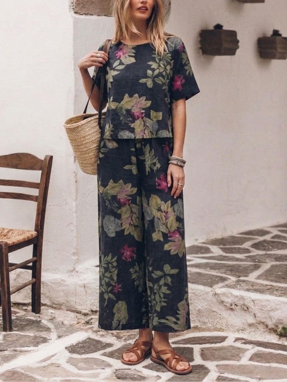 Melodia | Completo Due Pezzi in Cotone con Pantaloni Ampi