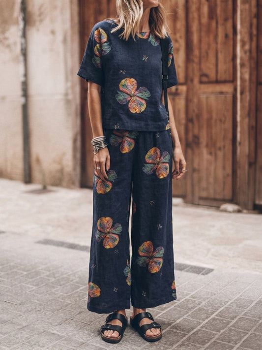 Melodia | Completo Due Pezzi in Cotone con Pantaloni Ampi
