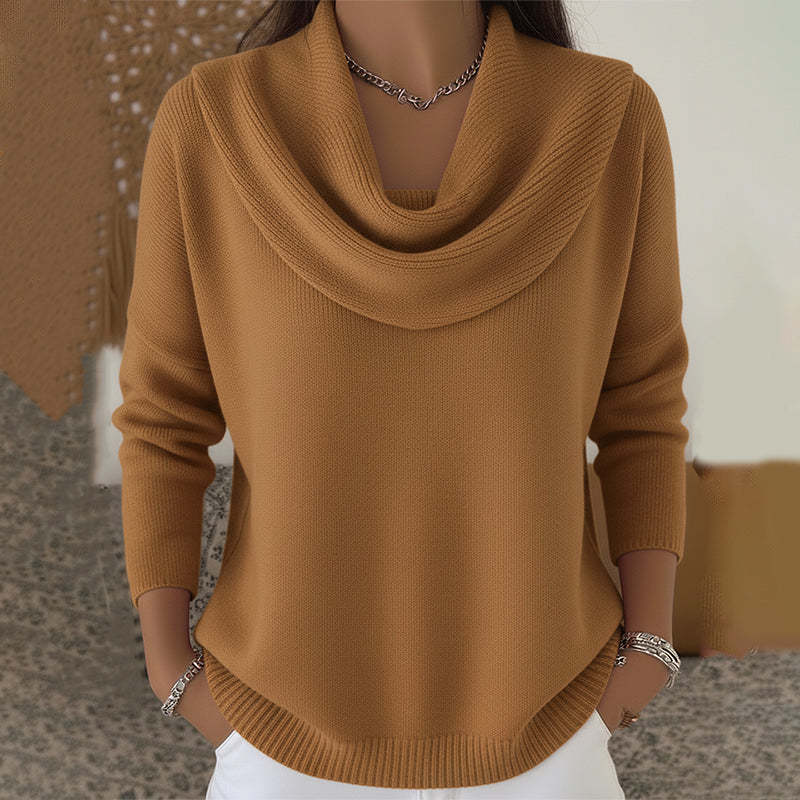 Juliette | Maglione Morbido con Collo Drape e Orlo Arrotondato