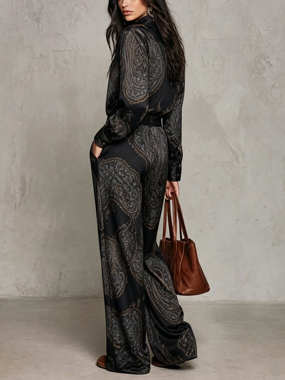 BEATRICE | Completo Due Pezzi in Satin con Stampa Paisley