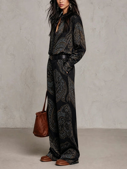 BEATRICE | Completo Due Pezzi in Satin con Stampa Paisley