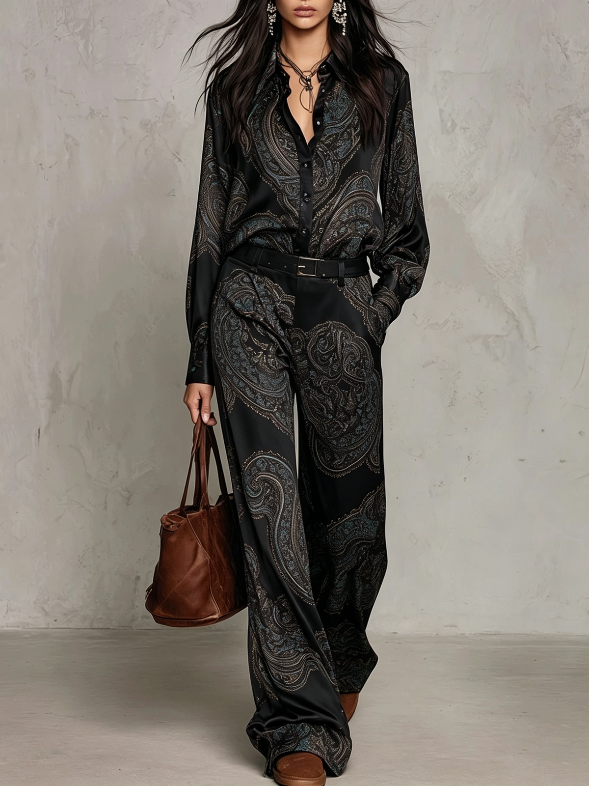 BEATRICE | Completo Due Pezzi in Satin con Stampa Paisley