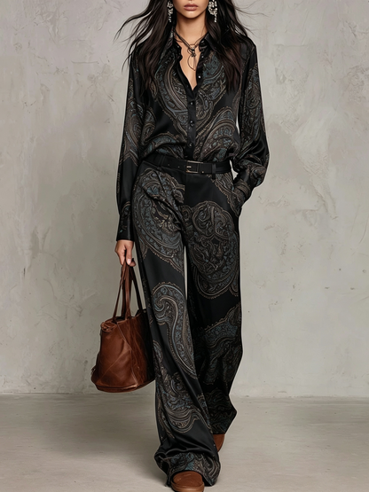 BEATRICE | Completo Due Pezzi in Satin con Stampa Paisley