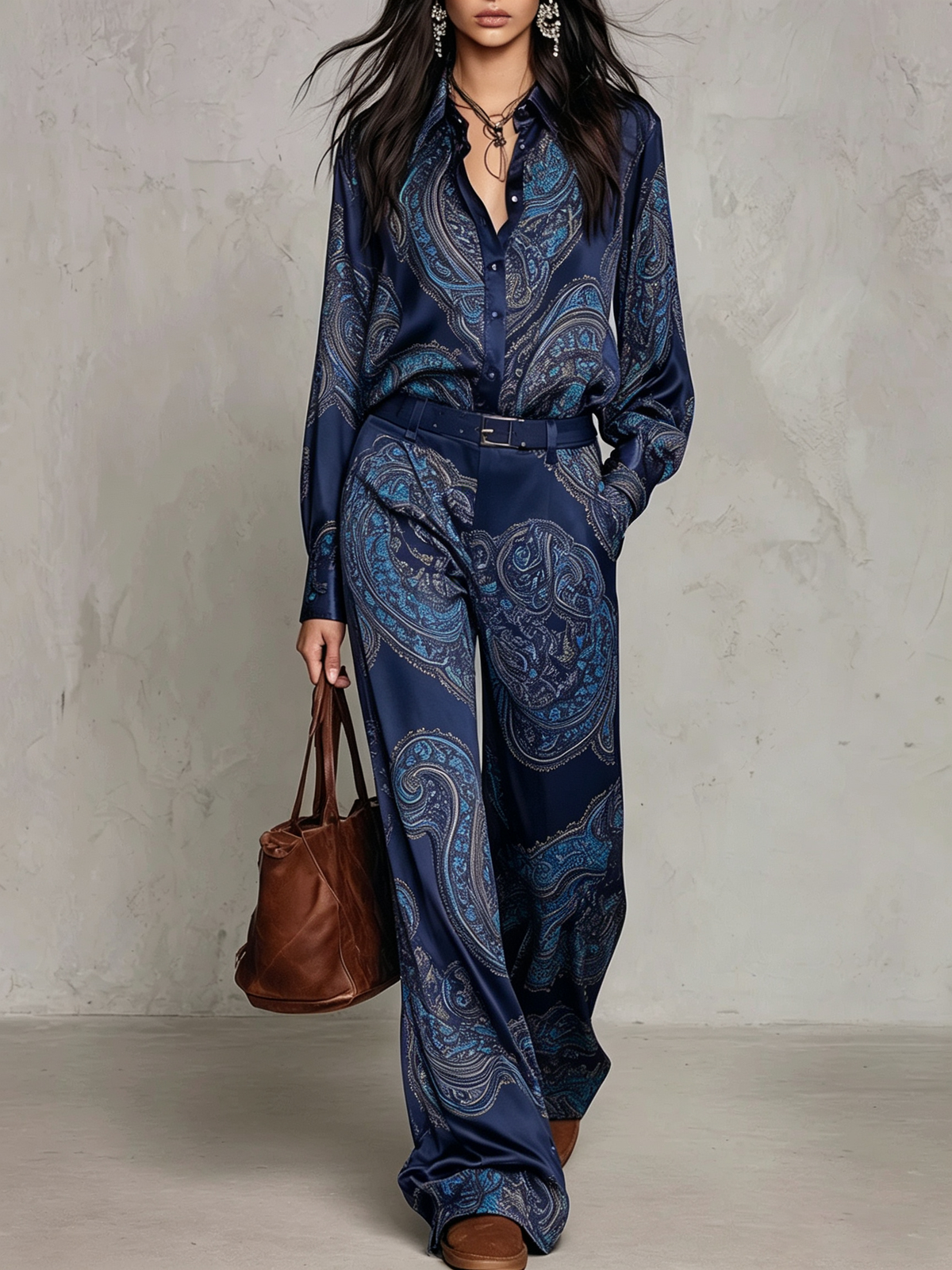 BEATRICE | Completo Due Pezzi in Satin con Stampa Paisley