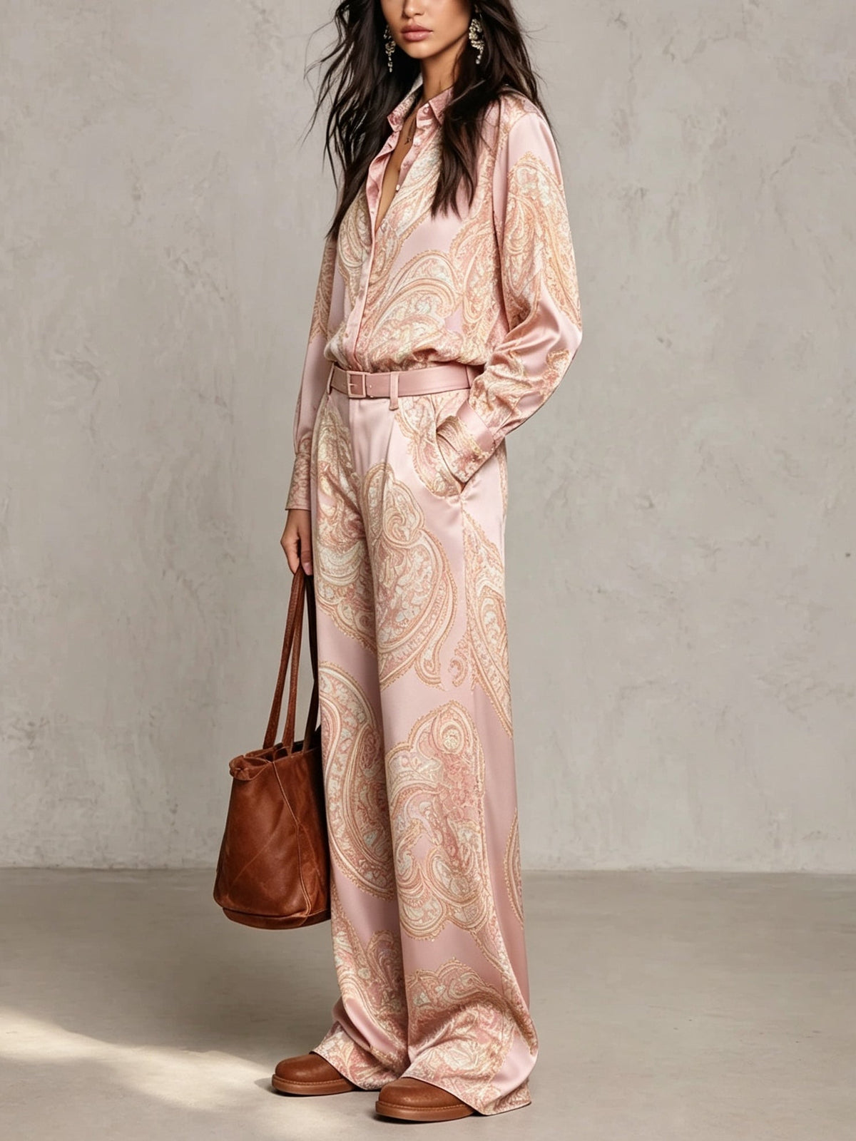 BEATRICE | Completo Due Pezzi in Satin con Stampa Paisley