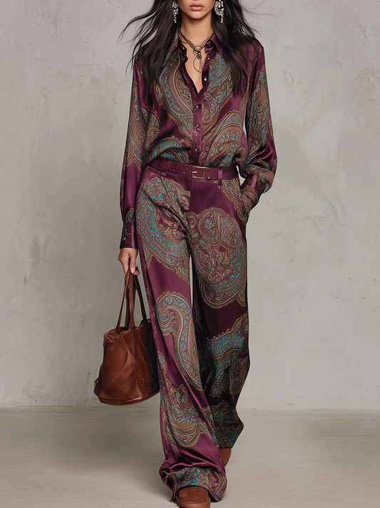BEATRICE | Completo Due Pezzi in Satin con Stampa Paisley