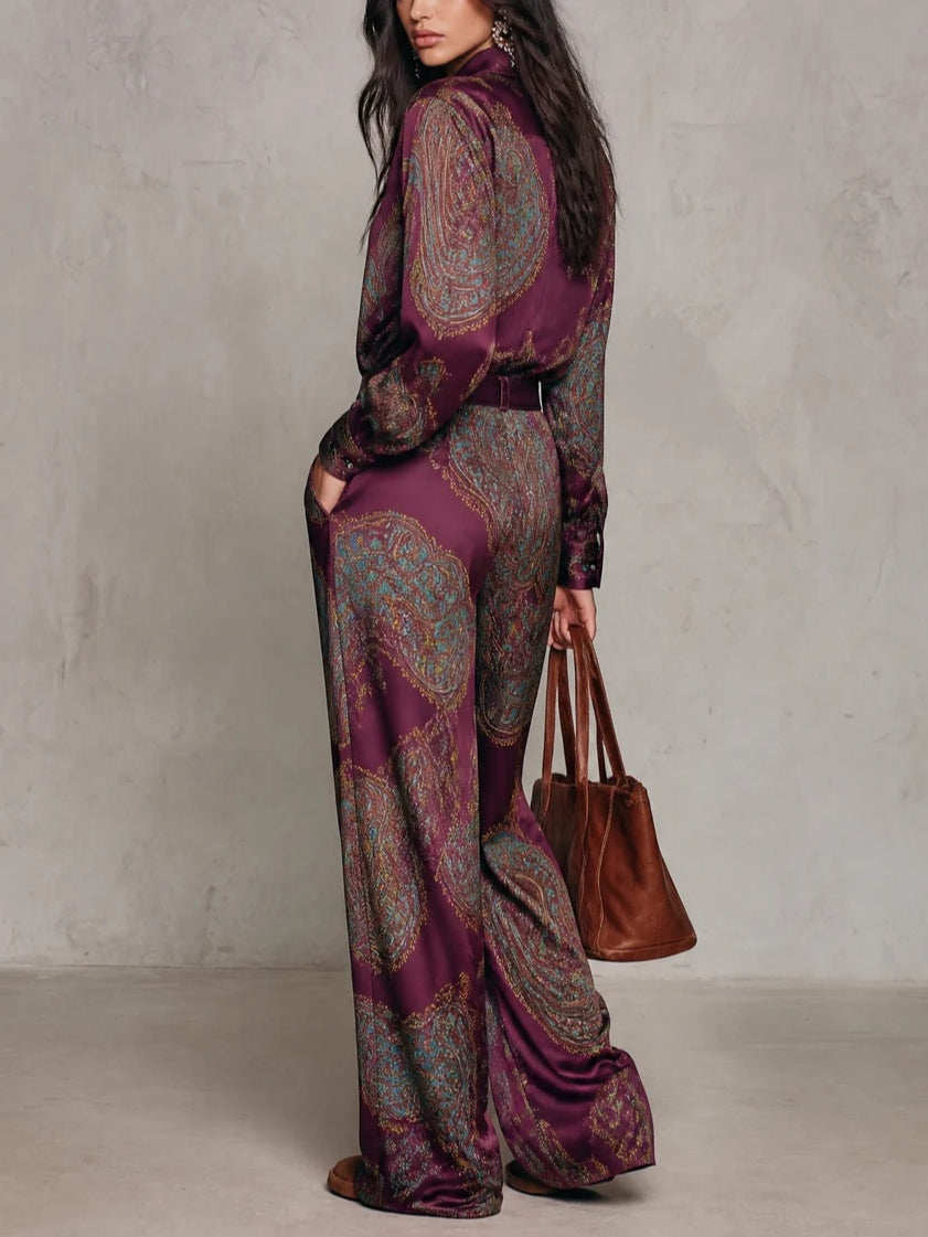 BEATRICE | Completo Due Pezzi in Satin con Stampa Paisley