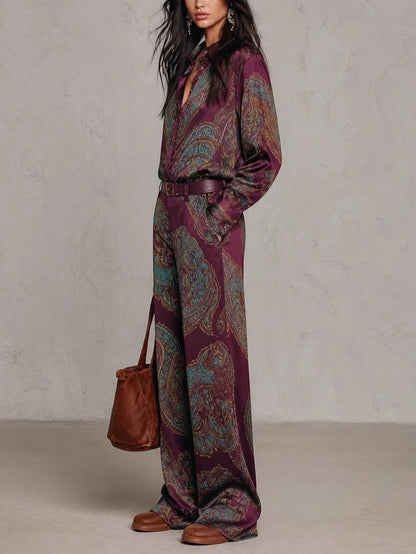 BEATRICE | Completo Due Pezzi in Satin con Stampa Paisley