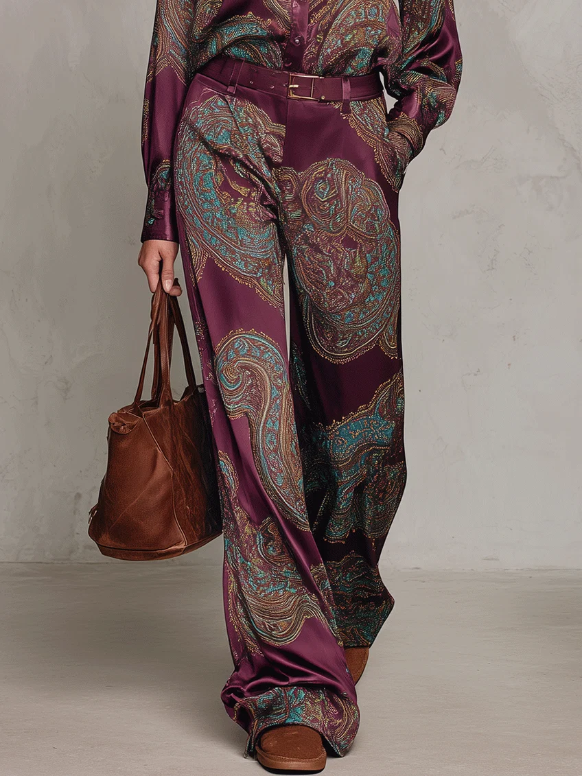 BEATRICE | Completo Due Pezzi in Satin con Stampa Paisley