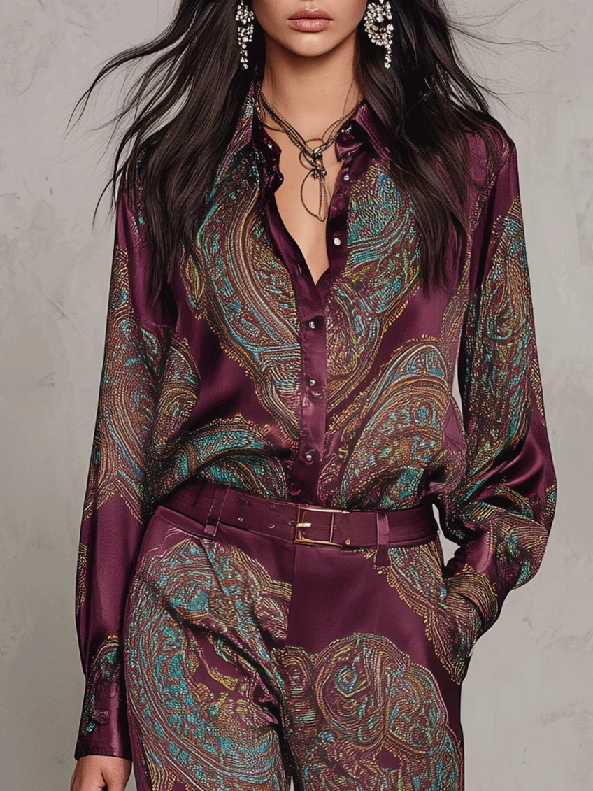 BEATRICE | Completo Due Pezzi in Satin con Stampa Paisley